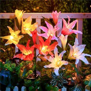 Outdoor Solar Garden Lights - 4 Pack LED Solar Flower Lights